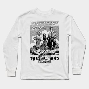 The End Cowboy Black Ink Drawing Buffalo Bill Wild West Western Retro Comic Long Sleeve T-Shirt